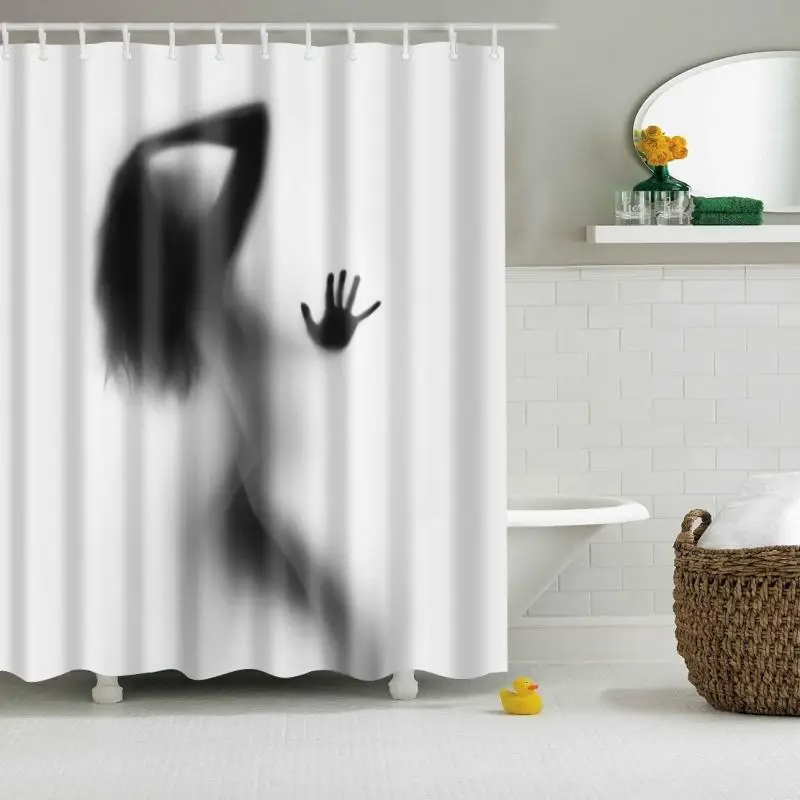 

19 Waterproof Women Shadow Shower Curtain with Hooks Sexy Girl Portrait Bathroom Curtains Curtains for Bathroom Shower