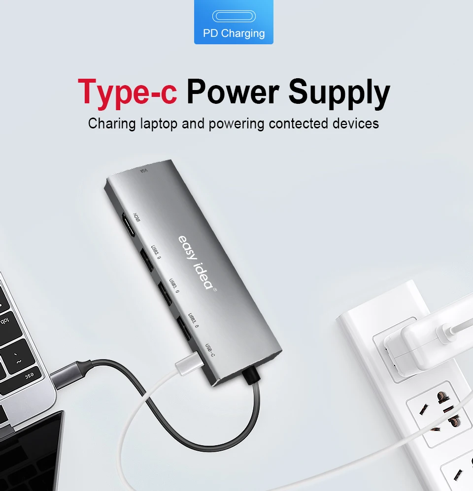 USB C концентратор Тип C адаптер разветвитель Мульти USB 3,0 HDMI VGA порт несколько USB-C Hab расширитель для Macbook Pro компьютерные аксессуары