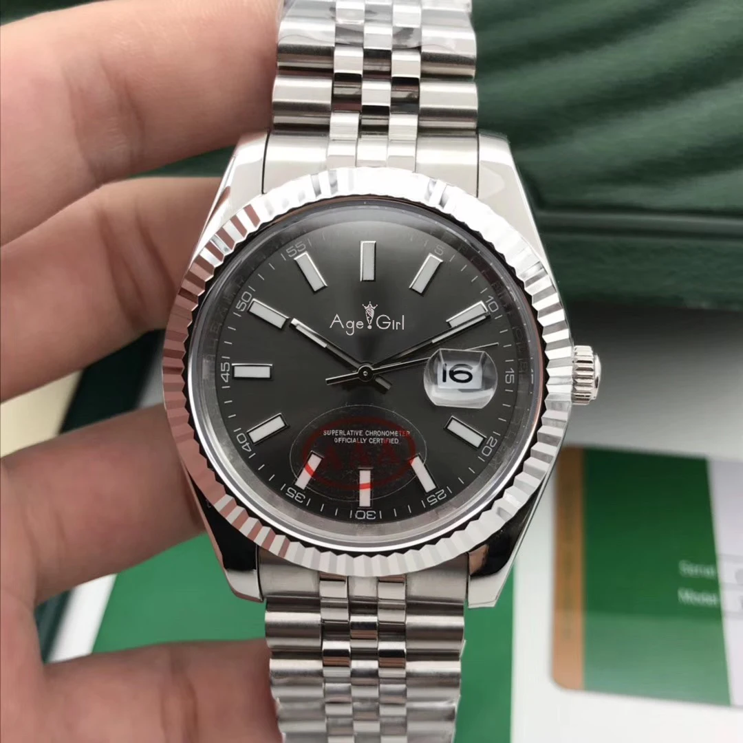 Роскошные брендовые новые мужские часы Datejust из нержавеющей стали автоматические механические сапфировое стекло черные Синие Серые ЧАСЫ 41 мм AAA