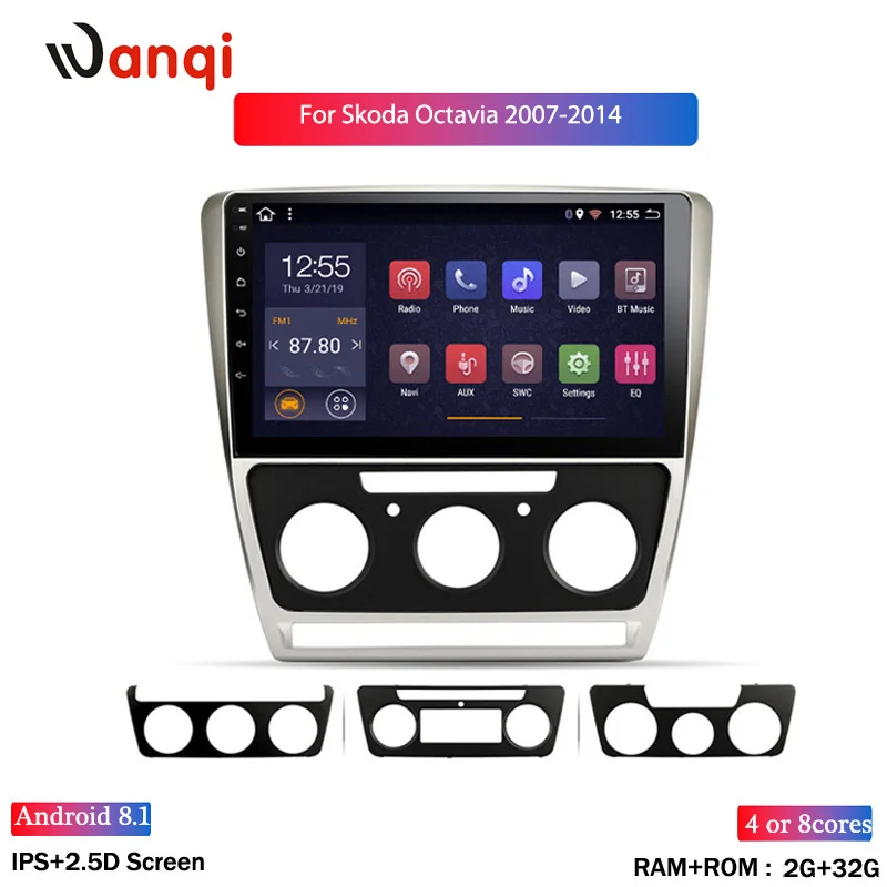 10.1 inch android 8.1 for Skoda octavia 2007-2014 full touch car dvd multimedia gps navigation system with wifi bluetooth