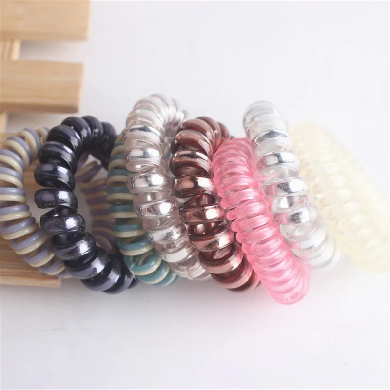 

10Pcs/Lot Hair Accessories Telephone Wire Hairband Women Rubber Hair Rope Elastic Hairbands Spiral Shape Hair Ties Headwear