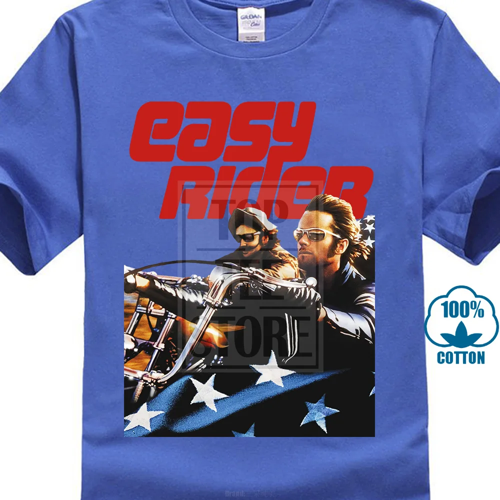 Синий Easy Rider Винтаж фильм Американский байкер футболка Размеры S до 4Xl 019996 - Цвет: Синий