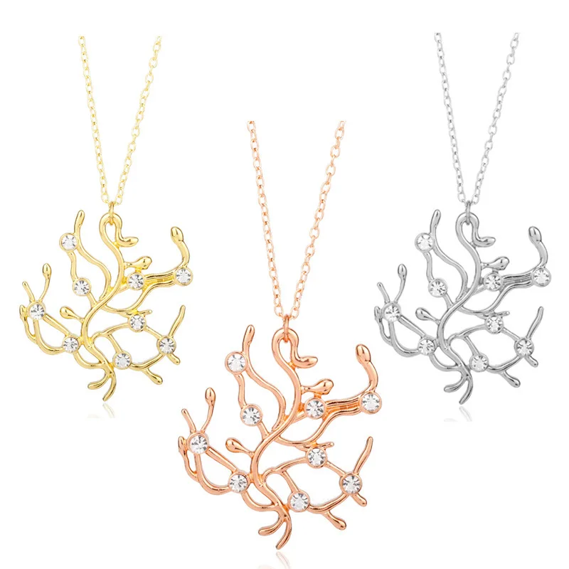 

Beauty and the Beast Heroine Belle Same Rose Tree Twig Pendant Necklace
