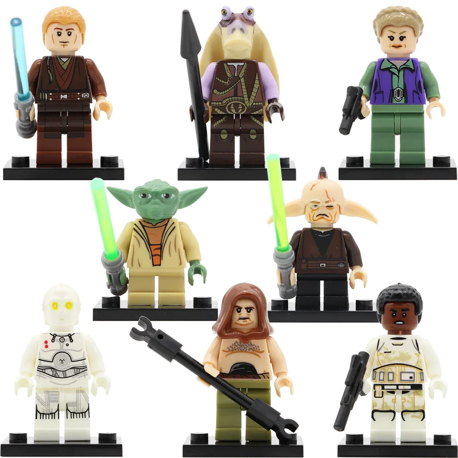 8 шт./лот, Набор фигурок из Звездных Войн R2d2, булава, винду, бойца, Рен, Дарта Вейдера, Падме, Люка, Йоды, строительные блоки, детские игрушки, рождественские подарки - Цвет: PG8049