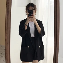 Milinsus Office Lady Suit Korean Thin One-button Suit Jacket Women Suits Blazer with Shorts Wide Leg Two Piece Set 2019 Outwears