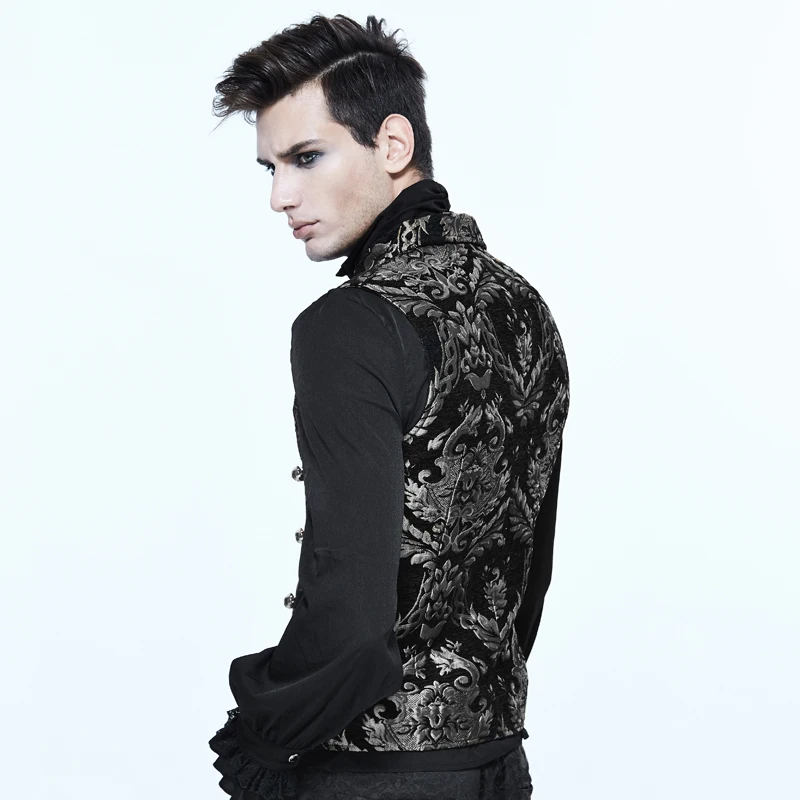 Devil Fashion Man's Gothic Waistcoats Embroidery Palace Evening Dinner Sleeveless Vest