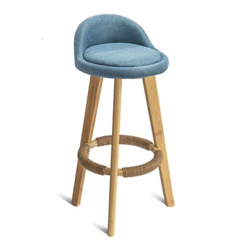 

Solid wood bar chair simple high stool home recliner tea shop front desk