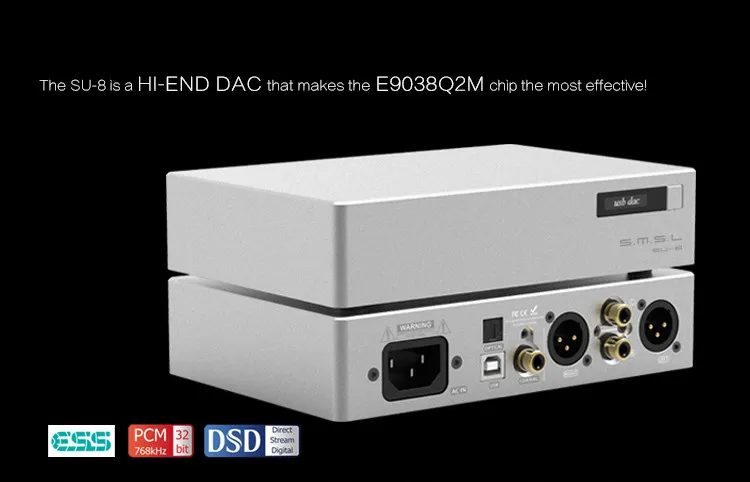 SMSL SU-8 ES9038Q2M* 2 32 бит/768 кГц DSD512 DAC XMOS USB DSD дистанционное управление DAC USB/оптический/коаксиальный входной декодер RCA/XLR выход