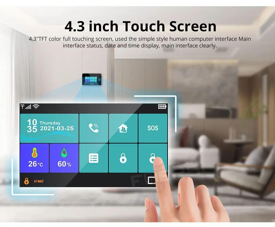 remote panic button Fuers 4.3 Inch TFT Screen Alarm WIFI GSM Smart Home Burglar Security Alarm System Tuya Smart Life APP Control Motion Sensor zigbee siren alarm