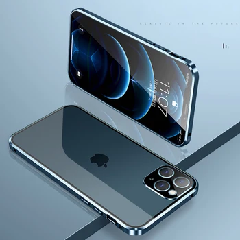 Magnetic Metal Glass Case For iPhone 12 Pro Max 12 Pro 11 Pro Max 11 Case Camera Glass Luxury Magnet 12 11 Full Protective Cover 3