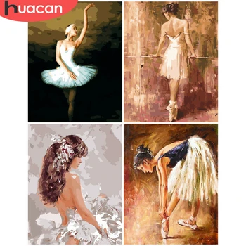 

HUACAN Coloring By Numbers DIY Ballet Oil Painting Drawing On Canvas Pictures By Number Hand Painted Girl Kits Home Decor