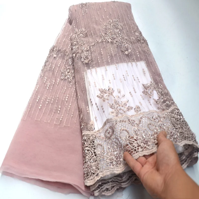 Новое поступление кружевная ткань с бисером африканская французская сетка тюль кружевная ткань с камнями для свадебного платья супер качество IG548 - Цвет: color 15