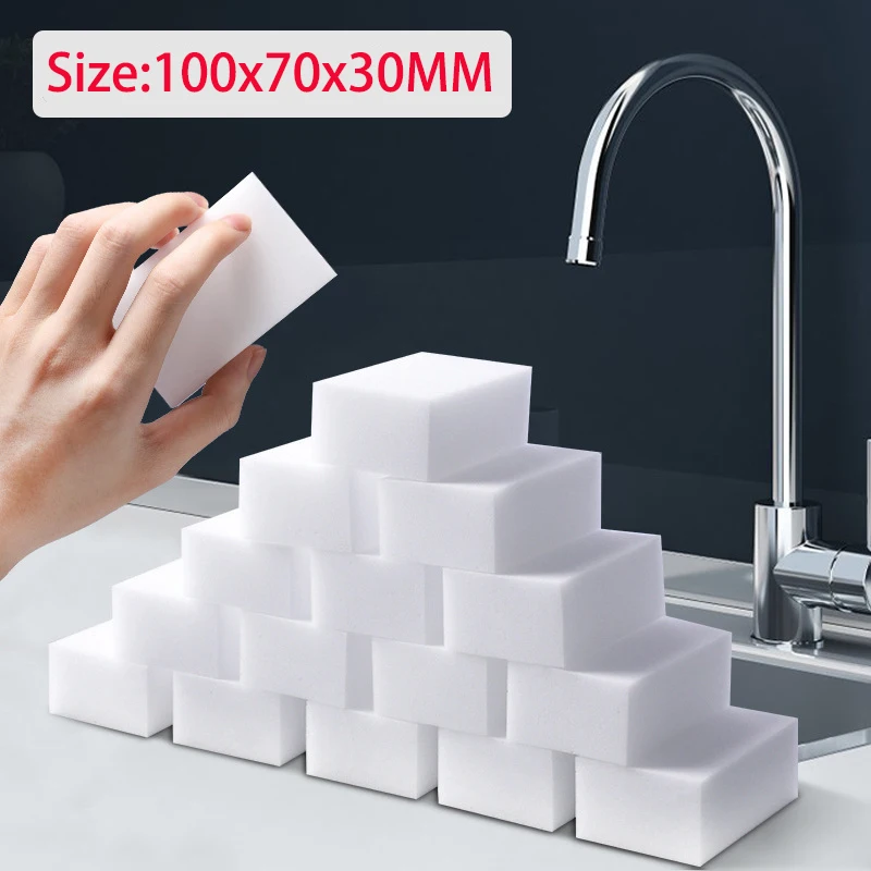 50pcs/lot Melamine Sponge White Magic Sponge Eraser Cleaner 10x7x3cm Cleaning Sponge for Kitchen Bathroom Office Cleaning Tools