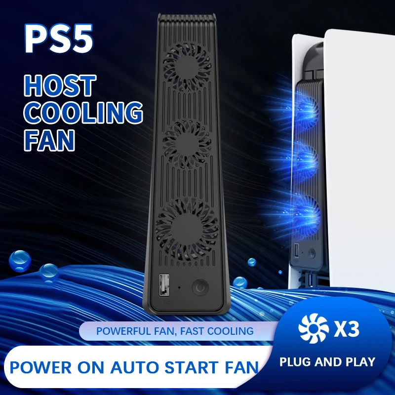 For PS5 Vertical Stand With Cooling Fan USB Controller Charger Console Charging Station Fan Cooler For Playstation 5 Games Stand
