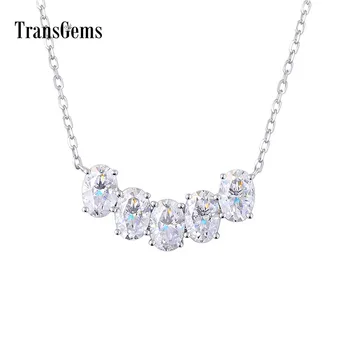 

Transgems 14K 585 White Gold 2.5CTW 4x6mm GH/DEF Color Oval Cut Moissanite Pendant Necklace For Women Wedding Gifts Party Wear