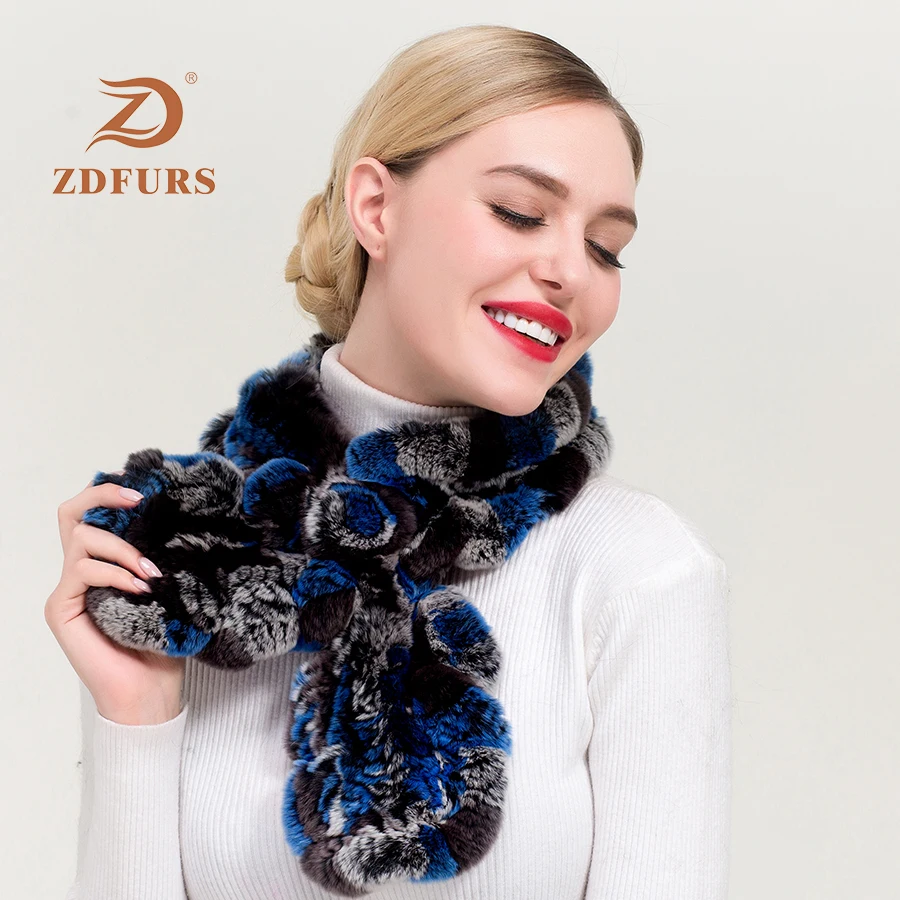 ZDFURS* корейское издание осень зима Рекс Кролик Мех леди зимний теплый бобер, кролик шерсть двойной лист лотоса шарф