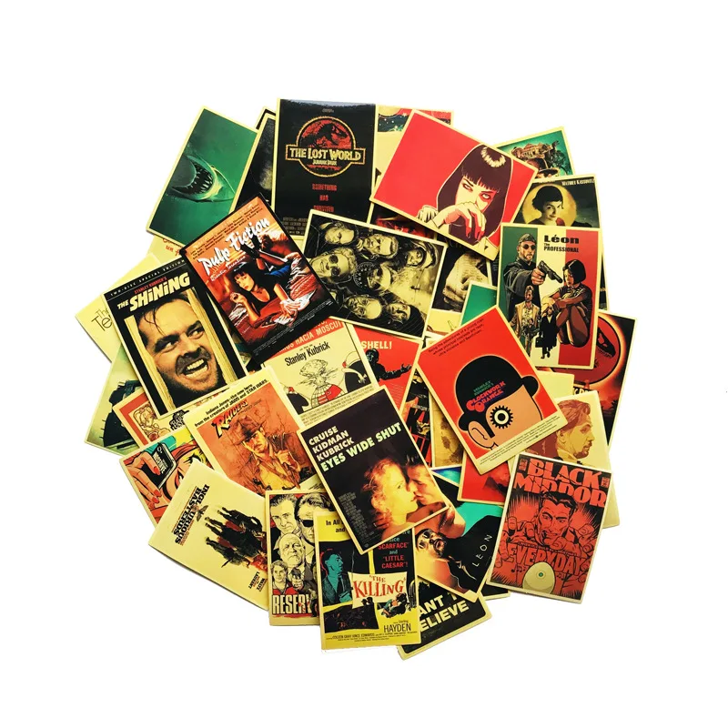 54pcs Classic Movie stickers For Luggage Laptop Art Painting Kill Bill Pulp Fiction Poster Stickers Waterproof Skateboard Toy