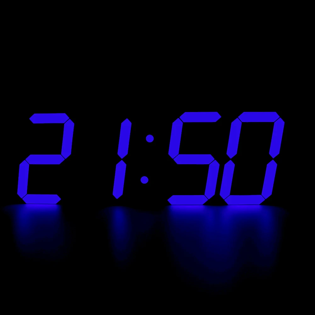 3D Large Remote Led Digital Hanging Clock Electirc Alarm Watch Timer Countdown Thermometer Blue Livingroom Modern Decor Clock
