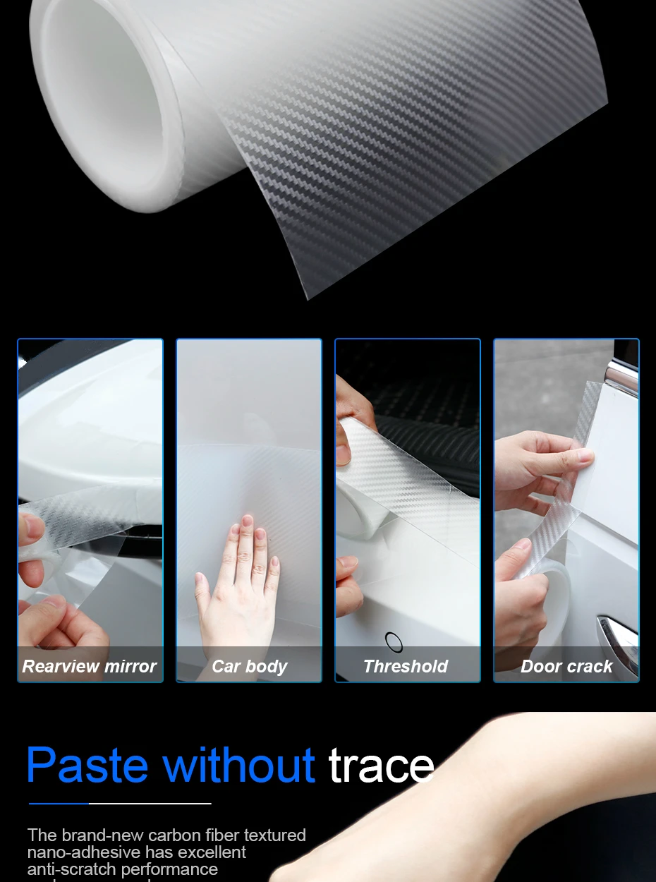 Car Door Protective Sticker Transparent Nano Tape 10m Car Stickers Styling Mouldings Auto Bumper Protector Films Anti Collision