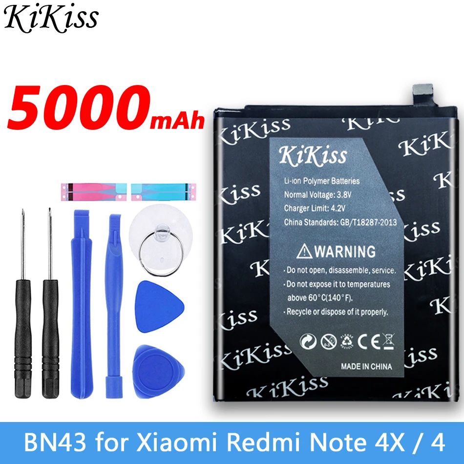 KiKiss BN43 5000 мАч для Xiaomi Redmi Note 4X 3G + 32G/для 4 глобальная версия Snapdragon 625 сменные батареи