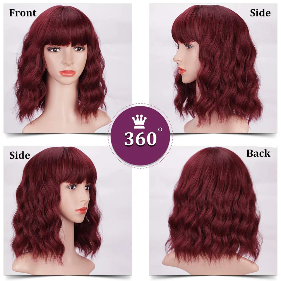 AISI HAIR синтетический парик короткий боб с челкой косплей волнистые синтетические