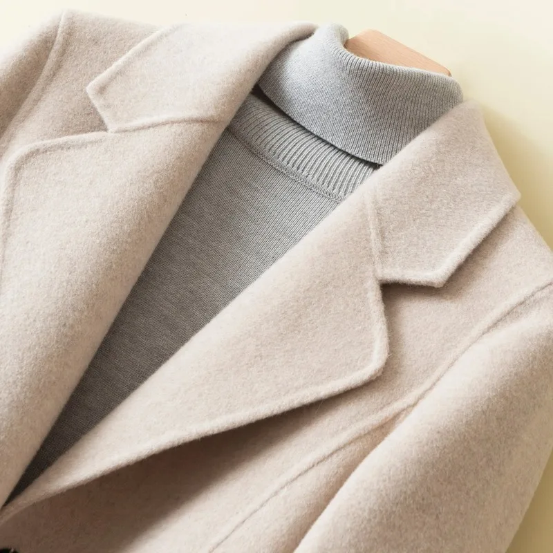 

2020 100% Coat Spring Autumn Long Wool Jacket Elegant Women Coats and Jackets Overcoat Abrigo Mujer PKT1905 KJ4042