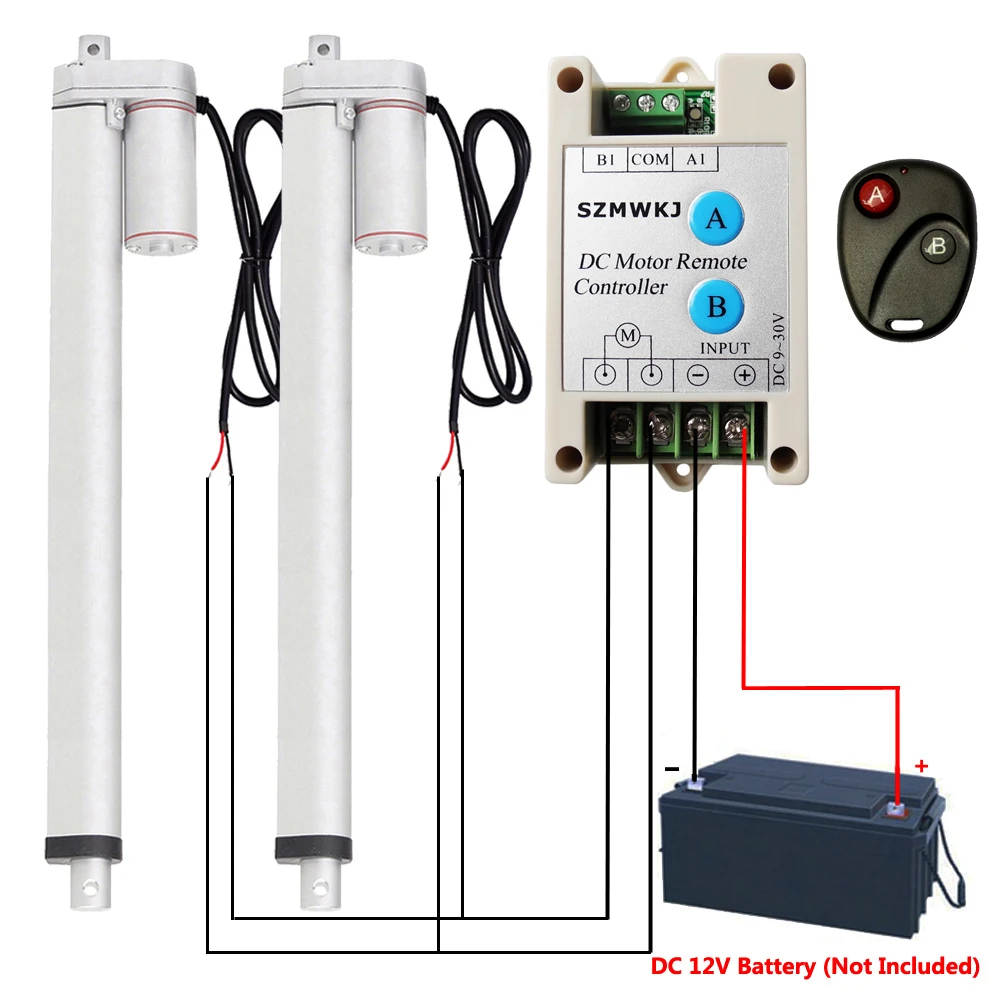 2PCS Multi-function 450mm/18&quot Stroke DC 12V Linear Actuator -1500N/330lbs Motor W/ Switchable Positive Inversion Controller |