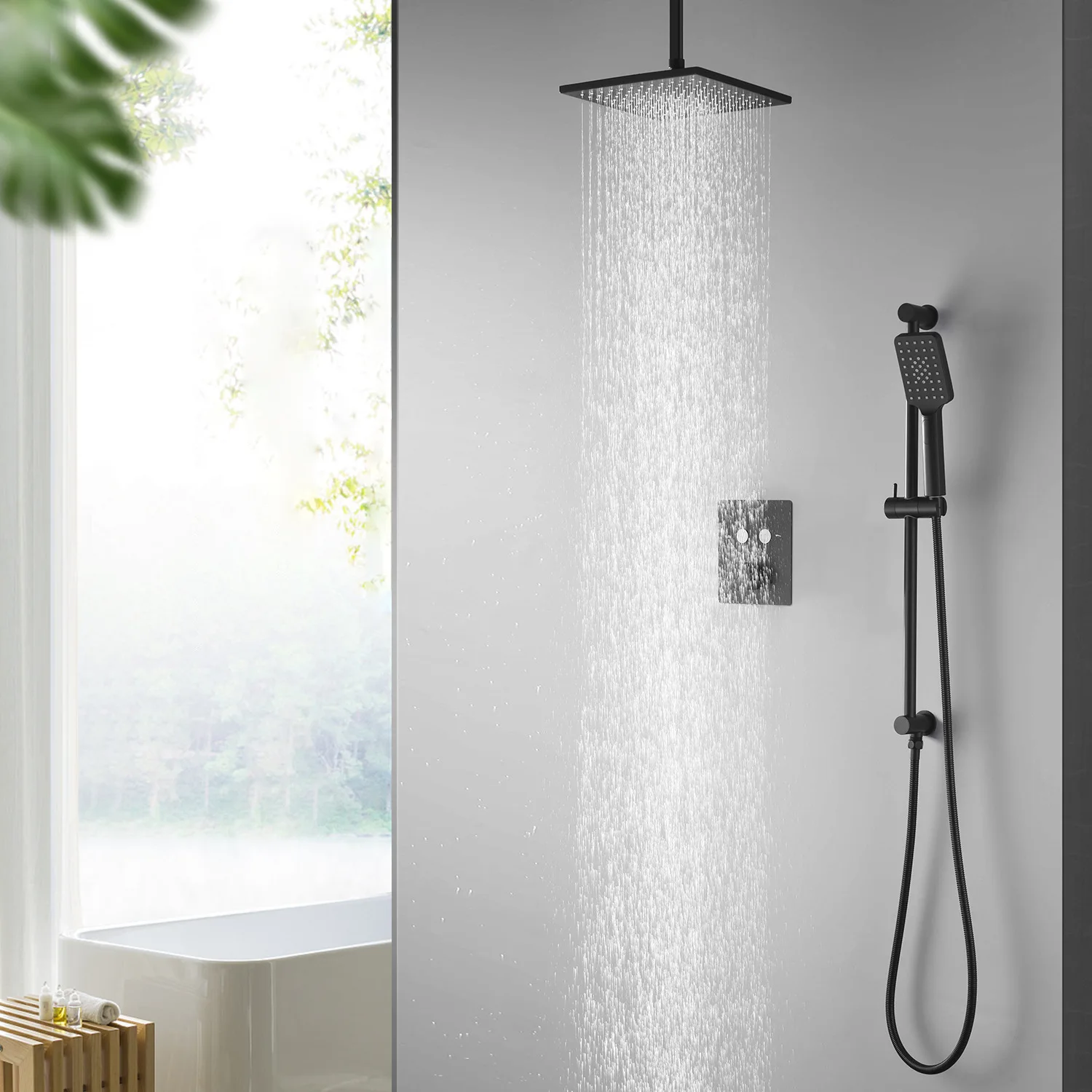 

Permanent Beautiful Dumb Light Black Rain Shower Sprinkling Suit Constant Temperature Will Flow Switch Match Will Top Spray