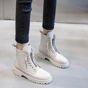 

Split Leather Women's Platform Boots Luxury Designer Women Chunky Style Boots Fashion Ladies Shoes Lace-Up Footwear