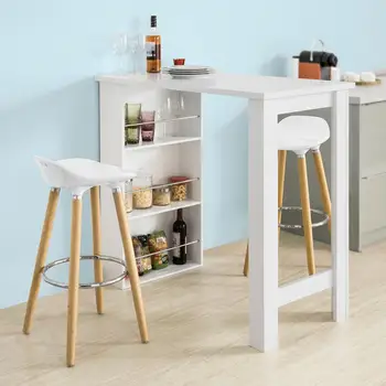 

SoBuy Kitchen Dining Table,Coffee Bistro Bar Table with Storage Rack,FWT17-W