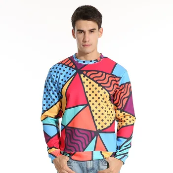 

Men's wear 3-D color geometric printed sanitary wardrobe with long sleeves Wardrobe Men's Sweatshirts Printing Blouse hoodies