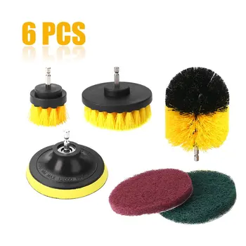 

6Pcs/set Electric Drill Brush Kit Plastic Round Cleaning Brush For Carpet Glass Car Tires Nylon Brushes Power Scrubber Drill