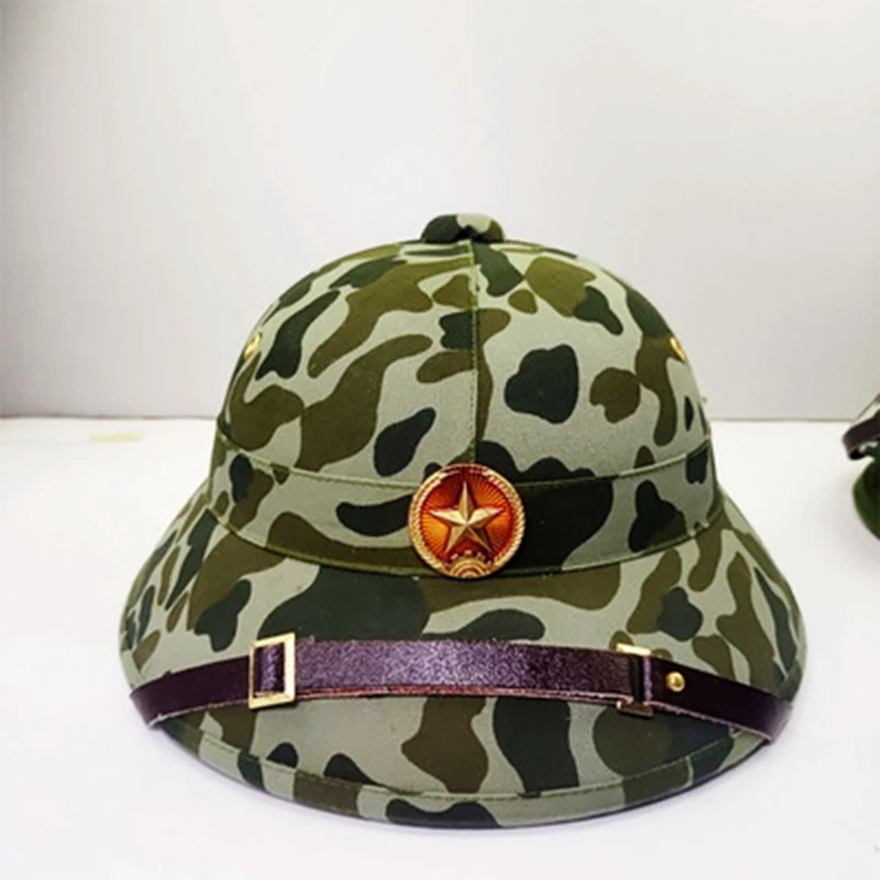 tomwang2012.VIETNAM WAR ARMY HAT NVA VIETCONG VC PITH HELMET JUNGLE CAMOUFLAGE MILITARY CAP MARPAT AND RED STAR BADGE | Спорт и