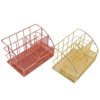

Iron Storage Basket Mesh Bottom Drawer Design Push-pull Groove Division High Capacity Storage Holder For Cosmetics Stationery