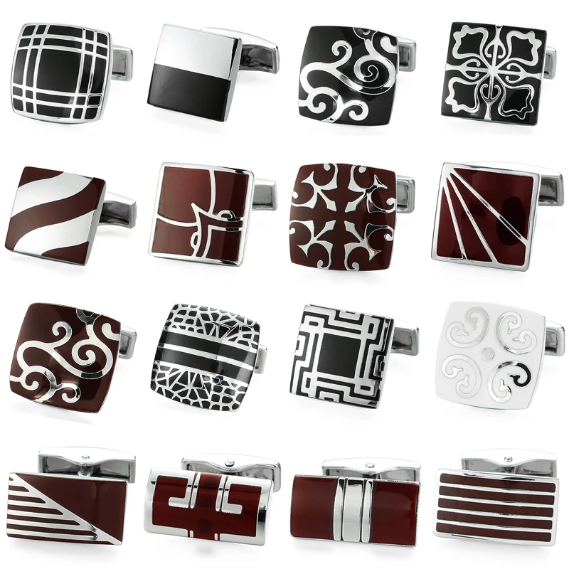 High quality French shirt cufflinks Black Red White Enamel Cuff Links Men's tie clip Cuff Links Jewelry gifts for successful men High quality French shirt cufflinks Black Red White Enamel Cuff Links Men's tie clip Cuff Links Jewelry gifts for successful men