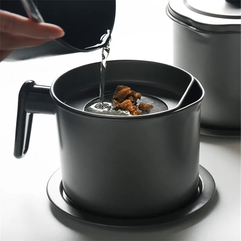304 Stainless Steel Lard Tank Large Capacity Storage Tank Kitchen Household Cooking Oil bottle Filter Residue
