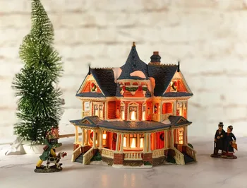 

Owell Hand-painted Ceramic Night Light House European Building Christmas Gift Home Decoration Accessories