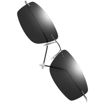 

Titanium Polarized sunglasses Square rimless Polaroid Brand Designer Gafas Men Square Sun glasses sunglasses for men women
