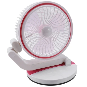 

USB Mini Folding Fan Desktop Charging Fan Home Office Folding Small Fan with Night Light Red