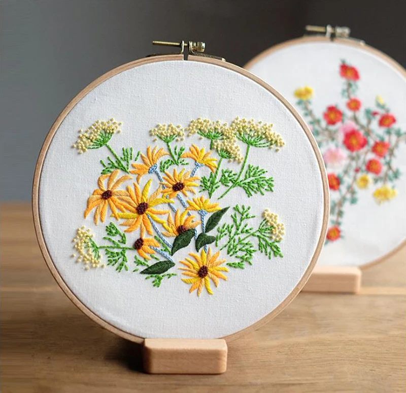 DIY набор вышивки с обручем для начинающих цветочный узор Рукоделие наборы крестиком шитье уникальный подарок на год