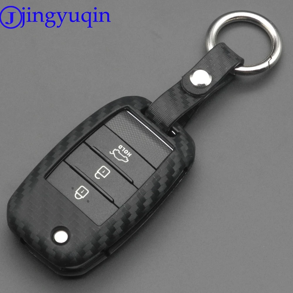 Carbon Fiber Pattern Soft Silicone Auto Key Cover Cases For Kia Kx5 Rio