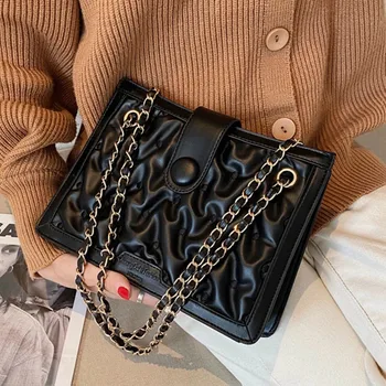 

Chain Design Small PU Leather Shoulder Bags For Women 2020 Elegant Female Branded Handbags And Purses Lady Simple Crossbody Bags