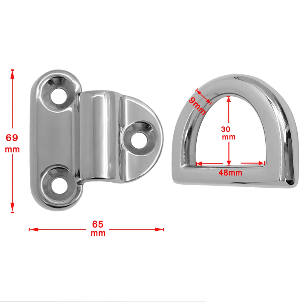 4pcs Folding Pad Eye Deck Lashing Ring Staple Cleat For Trailer Marine Boat (69 x 65 mm/2.7 x 2.6 inch)