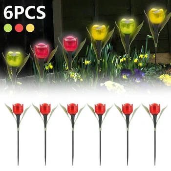

6pcs Outdoor Garden Solar LED Light Solar Powered LED Tulip Home Lawn Lamp Landscape Night Flower Lamp