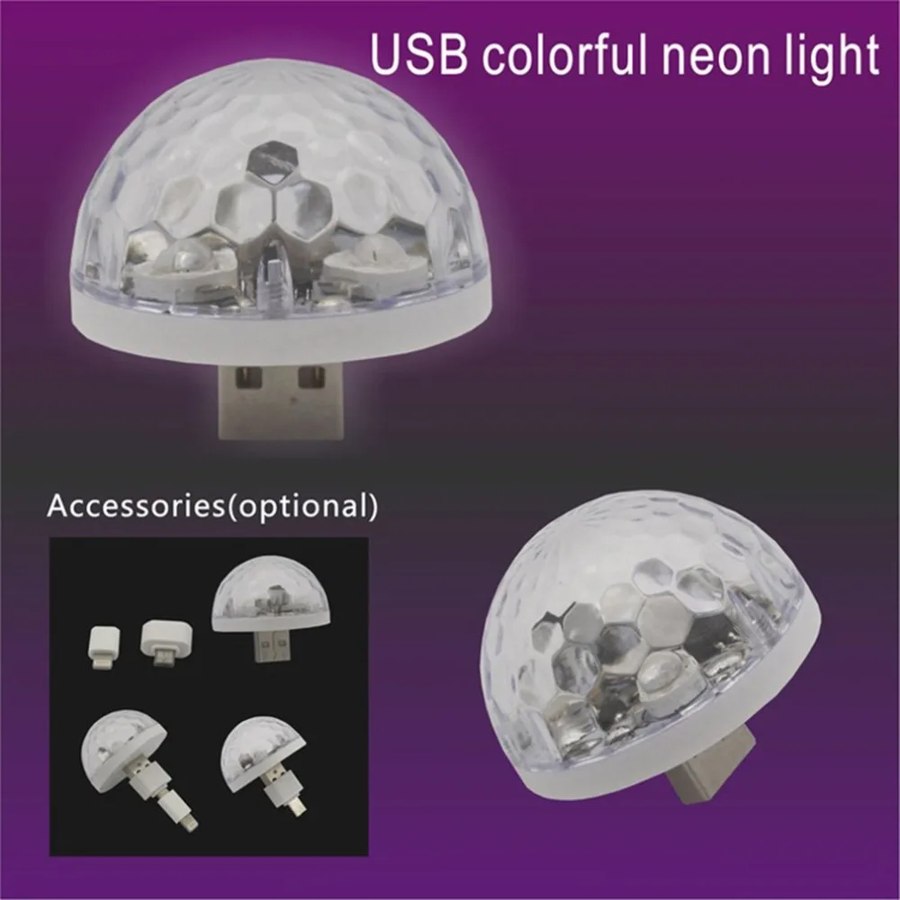 7 Colors Mini USB Stage Lights DJ Disco Ball Party Lights Projector RGB Stage Lighting effect Lamp Light Music Christmas KTV Par