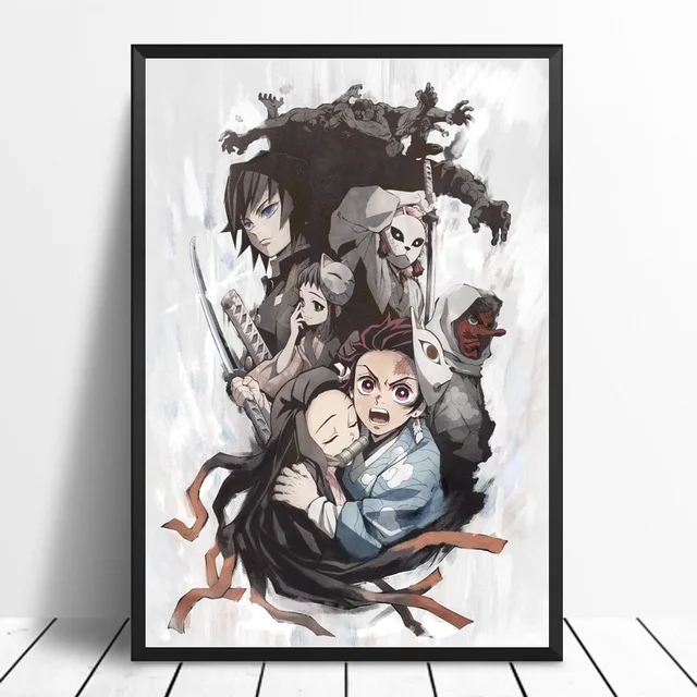 Demon Slayer kimetsu no yaiba аниме плакат печать на холсте домашний декор настенные художественные картины без рамки - Цвет: A