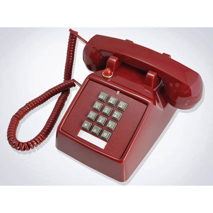 Telefone de Mesa com Fio de Interface de Linha Dupla com Campainha Flash de Luz Fixo de 1-aparelho para Casa Alta Vermelha Retro Telefone Escritório - Imagem 2