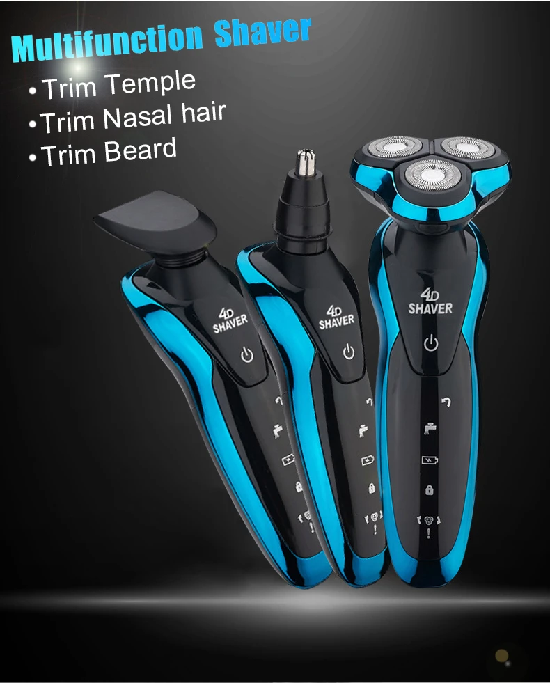 4D электрическая бритва, триммер для бороды, носа, тример, станок для бритья для мужчин, перезаряжаемый, влажный, сухой, водонепроницаемый