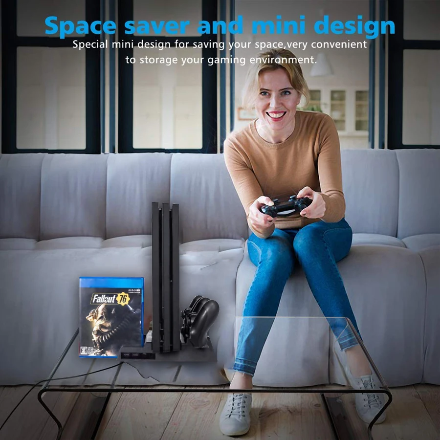 Консоль PS4 Pro вертикальная подставка 2 светодиодных контроллера зарядная док