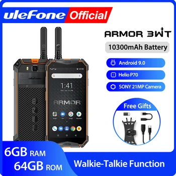 Перейти на Алиэкспресс и купить Ulefone Armor 3WT Walkie-Talkie прочный мобильный телефон Android 9,0 6 ГБ 64 Гб 10300 мАч NFC 4G Globalvision смартфон